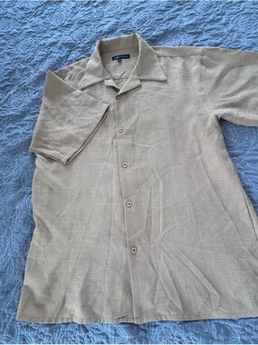 Men's Montique Shirt Khaki XL, 100% polyester, short sleeve, casual shirt.